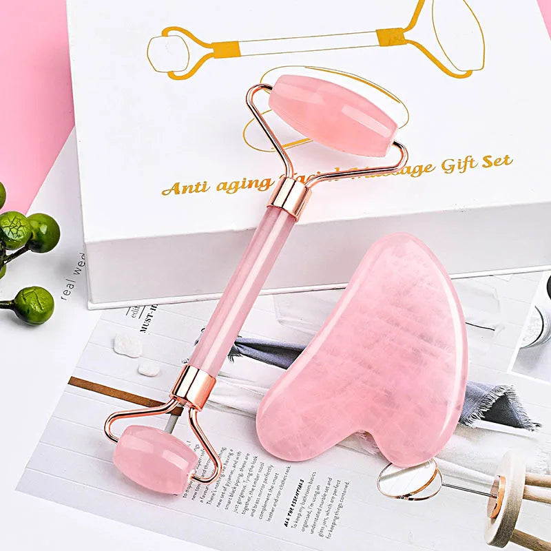 Natural jade roller beauty device