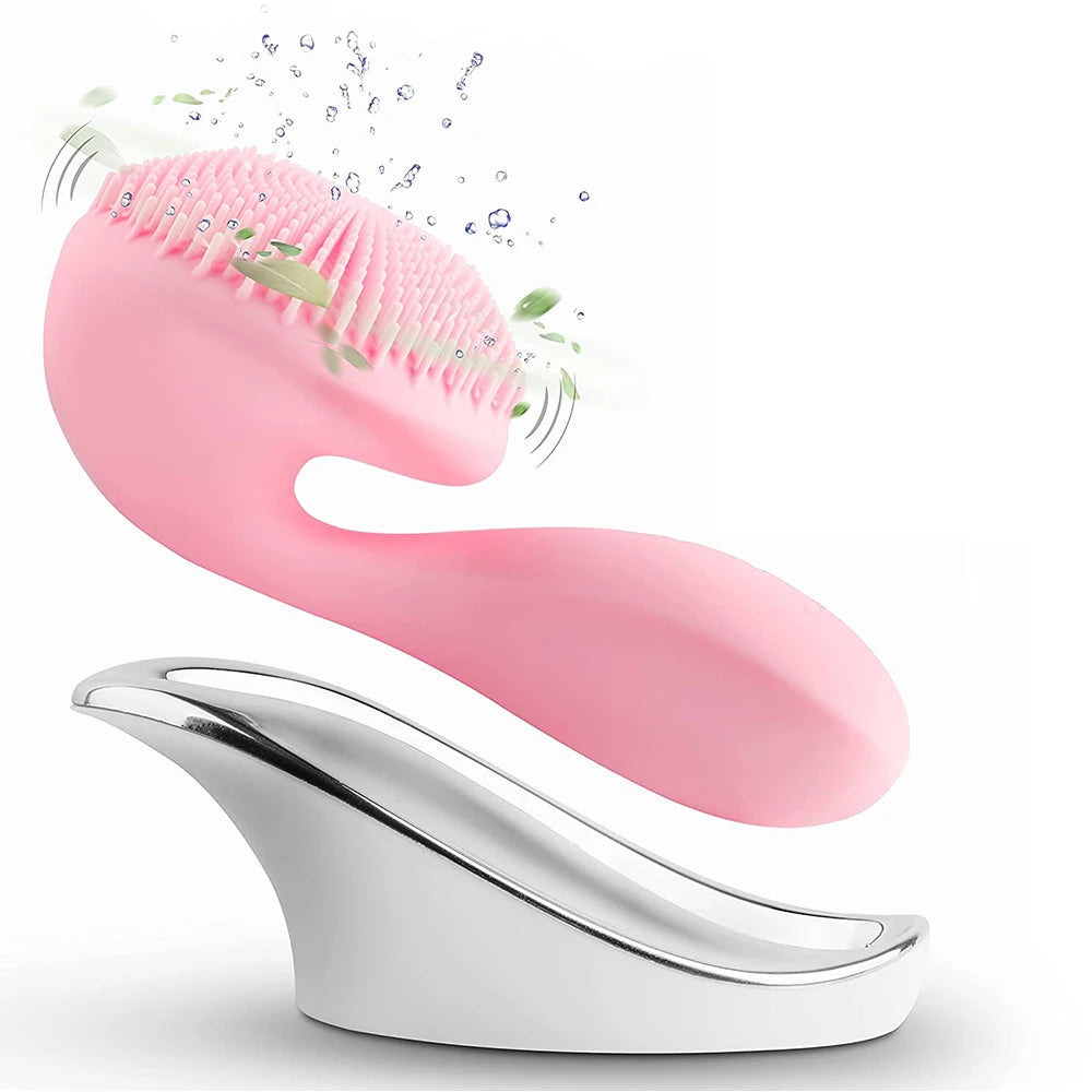 Silicone Facial Cleansing Device with Vibration Massage